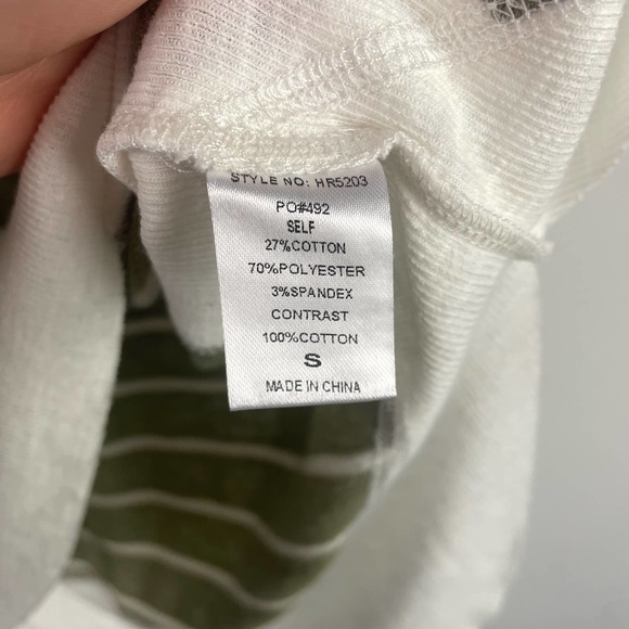 NEW Blu Heaven Striped Blouse Green Ivory Size Small - Picture 4 of 5